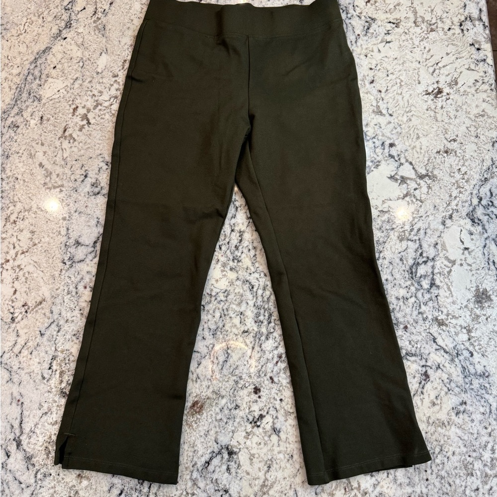 Quince Olive Ultra-Stretch Ponte Kick Flare Pants | Size S | Pull-On - Picture 5 of 9